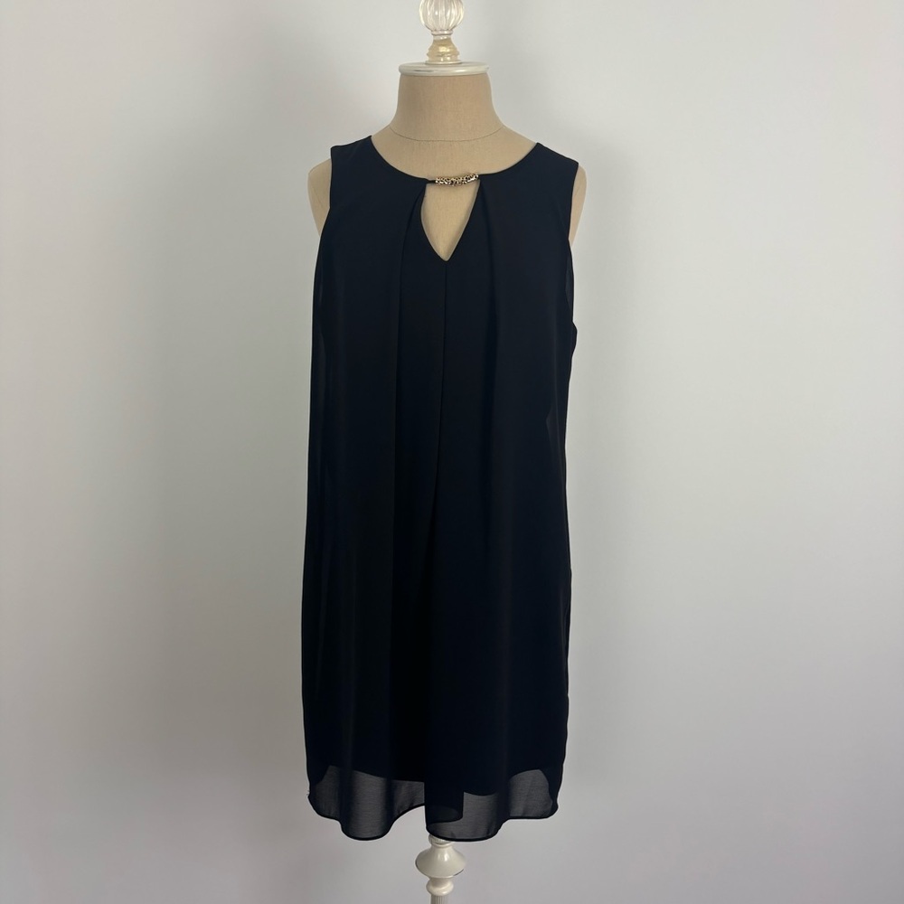 By & By Swing Dress Black Sleeveless Cut Out Lined L